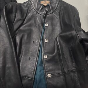 100% Leather Jacket, ie brand Macys Petite Small - bomber jacket